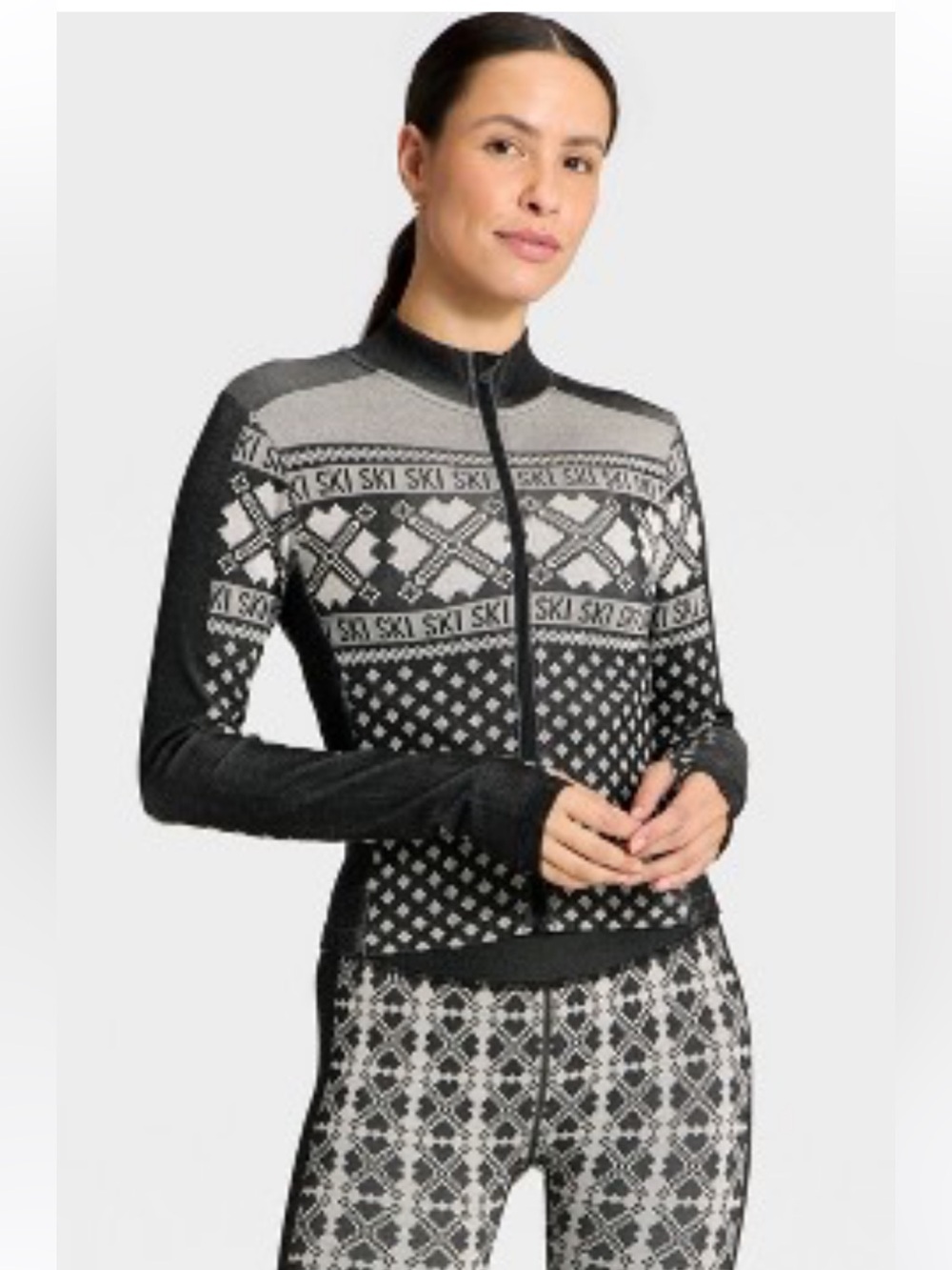 All In Motion Seamless Fair Isle Printed Full Zip Jacket. Sz L